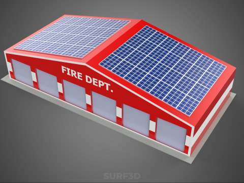 SOLAR ROOFTOP TRUCK FIRE ENGINE GARAGE STATION HOUSE OFFICE GATE Modelo 3D