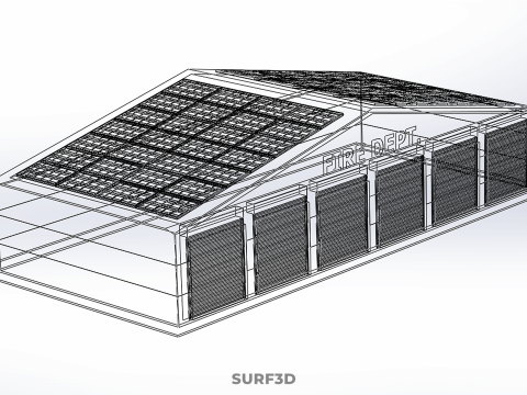 SOLAR ROOFTOP TRUCK FIRE ENGINE GARAGE STATION HOUSE OFFICE GATE Modelo 3D