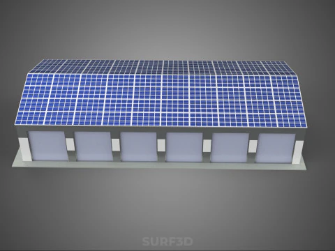 COMMERCIAL GARAGE BUILDING VEHICLE PARKING STORAGE SOLAR ENERGY 3D Model