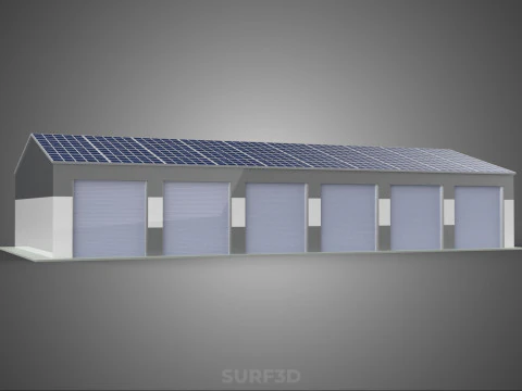 COMMERCIAL GARAGE BUILDING VEHICLE PARKING STORAGE SOLAR ENERGY 3D Model