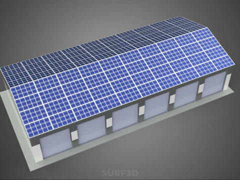 COMMERCIAL GARAGE BUILDING VEHICLE PARKING STORAGE SOLAR ENERGY 3D Model