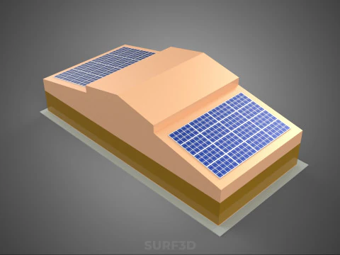 ROOFTOP SOLAR PANEL POWER SHED WAREHOUSE STOREHOUSE DEPOT BARN 3D Model