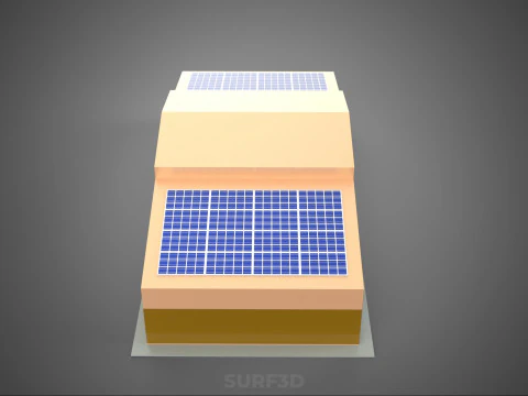 ROOFTOP SOLAR PANEL POWER SHED WAREHOUSE STOREHOUSE DEPOT BARN 3D Model