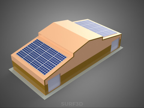 ROOFTOP SOLAR PANEL POWER SHED WAREHOUSE STOREHOUSE DEPOT BARN Model 3D