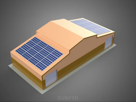 ROOFTOP SOLAR PANEL POWER SHED WAREHOUSE STOREHOUSE DEPOT BARN 3D Model