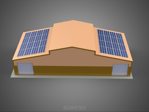 ROOFTOP SOLAR PANEL POWER SHED WAREHOUSE STOREHOUSE DEPOT BARN Model 3D