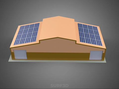 ROOFTOP SOLAR PANEL POWER SHED WAREHOUSE STOREHOUSE DEPOT BARN 3D Model