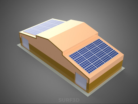 ROOFTOP SOLAR PANEL POWER SHED WAREHOUSE STOREHOUSE DEPOT BARN Model 3D