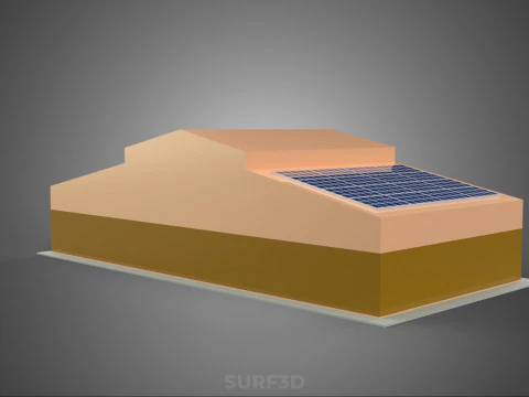 ROOFTOP SOLAR PANEL POWER SHED WAREHOUSE STOREHOUSE DEPOT BARN 3D Model