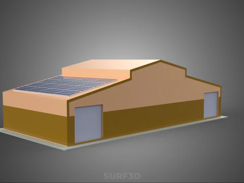 ROOFTOP SOLAR PANEL POWER SHED WAREHOUSE STOREHOUSE DEPOT BARN 3D Model