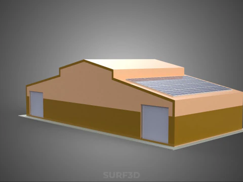 ROOFTOP SOLAR PANEL POWER SHED WAREHOUSE STOREHOUSE DEPOT BARN 3D Model