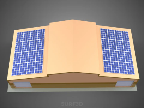 ROOFTOP SOLAR PANEL POWER SHED WAREHOUSE STOREHOUSE DEPOT BARN 3D Model