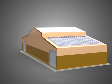 ROOFTOP SOLAR PANEL POWER SHED WAREHOUSE STOREHOUSE DEPOT BARN Model 3D