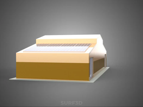 ROOFTOP SOLAR PANEL POWER SHED WAREHOUSE STOREHOUSE DEPOT BARN 3D Model