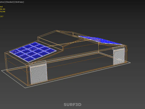 ROOFTOP SOLAR PANEL POWER SHED WAREHOUSE STOREHOUSE DEPOT BARN 3D Model