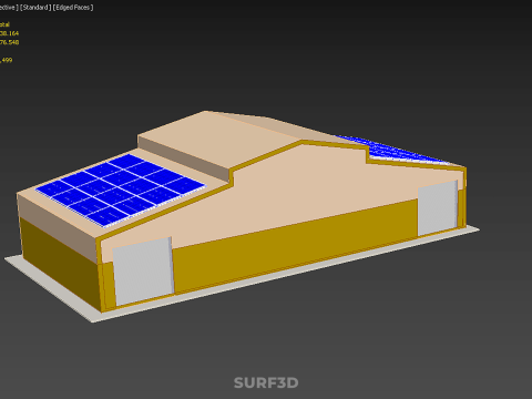ROOFTOP SOLAR PANEL POWER SHED WAREHOUSE STOREHOUSE DEPOT BARN Model 3D