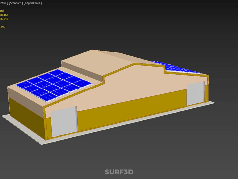 ROOFTOP SOLAR PANEL POWER SHED WAREHOUSE STOREHOUSE DEPOT BARN 3D Model