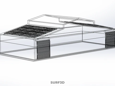 ROOFTOP SOLAR PANEL POWER SHED WAREHOUSE STOREHOUSE DEPOT BARN 3D Model