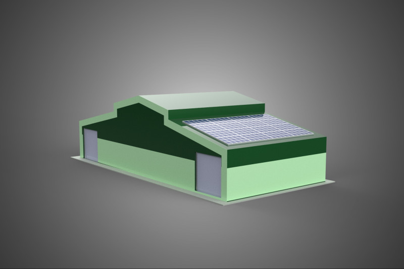 SOLAR PANEL GRANARY SHED DEPOT BARN FARM AGRICULTURAL WAREHOUSE Modelo 3D .c4d .max .obj .3ds .fbx .stl .blend