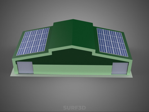 SOLAR PANEL GRANARY SHED DEPOT BARN FARM AGRICULTURAL WAREHOUSE Modelo 3D