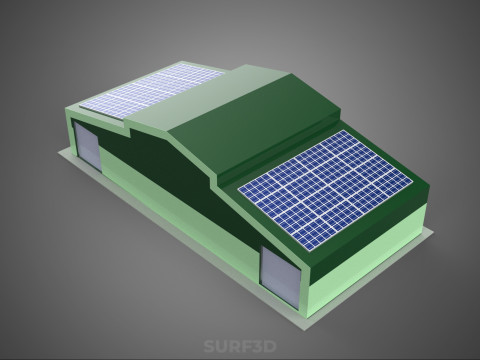 SOLAR PANEL GRANARY SHED DEPOT BARN FARM AGRICULTURAL WAREHOUSE Modelo 3D