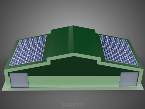 SOLAR PANEL GRANARY SHED DEPOT BARN FARM AGRICULTURAL WAREHOUSE Modelo 3D