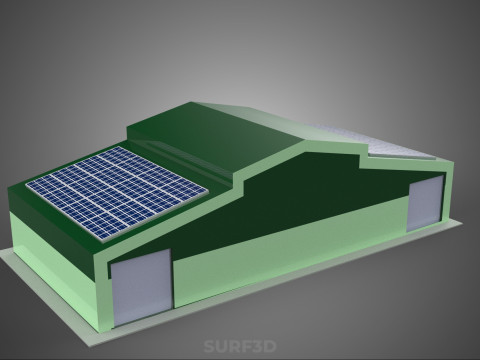 SOLAR PANEL GRANARY SHED DEPOT BARN FARM AGRICULTURAL WAREHOUSE Modelo 3D