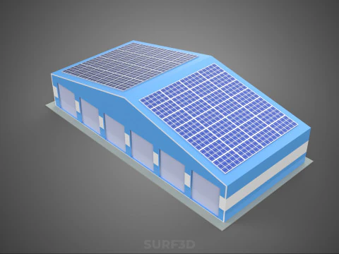 PAINEL SOLAR GARAGEM OFICINA ARMAZ&Eacute;M DEP&Oacute;SITO ARMAZENAMENTO Modelo 3D