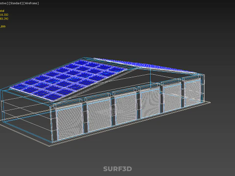 PAINEL SOLAR GARAGEM OFICINA ARMAZ&Eacute;M DEP&Oacute;SITO ARMAZENAMENTO Modelo 3D