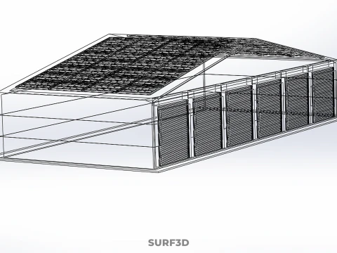 PAINEL SOLAR GARAGEM OFICINA ARMAZ&Eacute;M DEP&Oacute;SITO ARMAZENAMENTO Modelo 3D