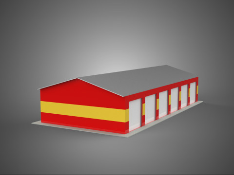 GARAGE FIRE STATION HOUSE HALL DEPARTMENT 5 CAR TRUCK ENGINE BAY Modelo 3D