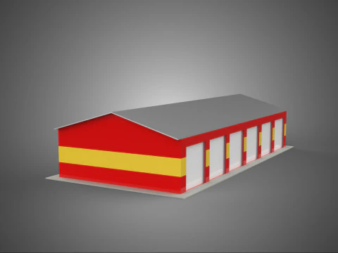 GARAGE STAZIONE DEI VIGILI DEL FUOCO CASA HALL DIPARTIMENTO 5 AUTO CAMION VANO MOTORE Modello 3D