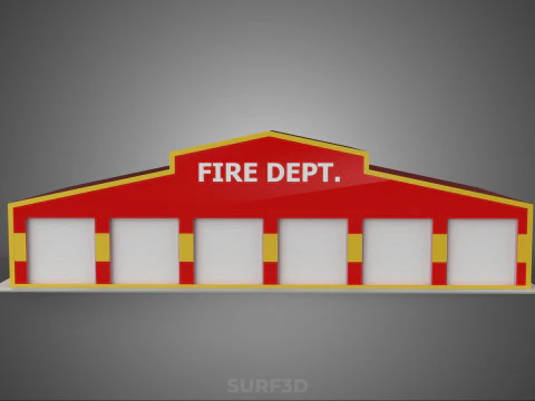 FIRE ENGINE GARAGE STATION FIREHOUSE DOOR BAY GATE DEPARTMENT 3D Model