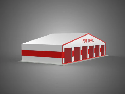 W&Oacute;ZEK STRAŻACZY W&Oacute;Z STRAŻOWY STACJA GARAŻOWA DOM BIUROWA BRAMA Model 3D