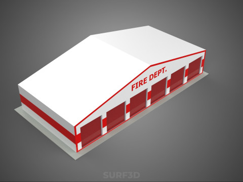 CAMION DE POMPIER POMPIER GARAGE GARE MAISON BUREAU PORTE Modèle 3D