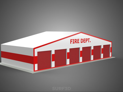CAMION DE POMPIER POMPIER GARAGE GARE MAISON BUREAU PORTE Modèle 3D