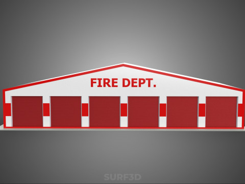 CAMION DE POMPIER POMPIER GARAGE GARE MAISON BUREAU PORTE Modèle 3D