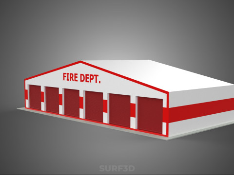 CAMION DE POMPIER POMPIER GARAGE GARE MAISON BUREAU PORTE Modèle 3D