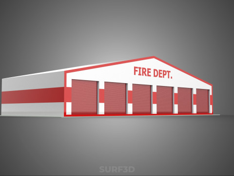 CAMION DE POMPIER POMPIER GARAGE GARE MAISON BUREAU PORTE Modèle 3D