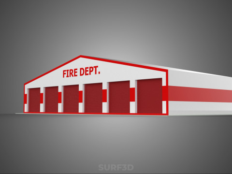 CAMION DE POMPIER POMPIER GARAGE GARE MAISON BUREAU PORTE Modèle 3D