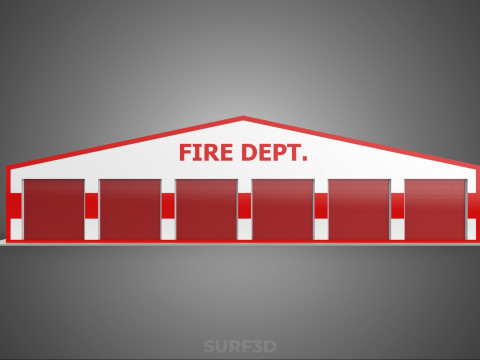 CAMION DE POMPIER POMPIER GARAGE GARE MAISON BUREAU PORTE Modèle 3D