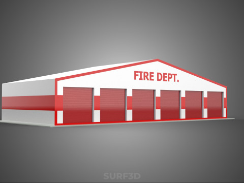 CAMION DE POMPIER POMPIER GARAGE GARE MAISON BUREAU PORTE Modèle 3D