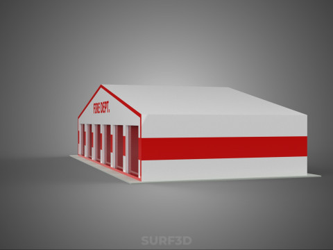 CAMION DE POMPIER POMPIER GARAGE GARE MAISON BUREAU PORTE Modèle 3D