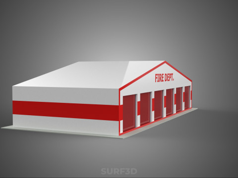 CAMION DE POMPIER POMPIER GARAGE GARE MAISON BUREAU PORTE Modèle 3D