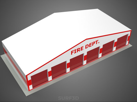 CAMION DE POMPIER POMPIER GARAGE GARE MAISON BUREAU PORTE Modèle 3D