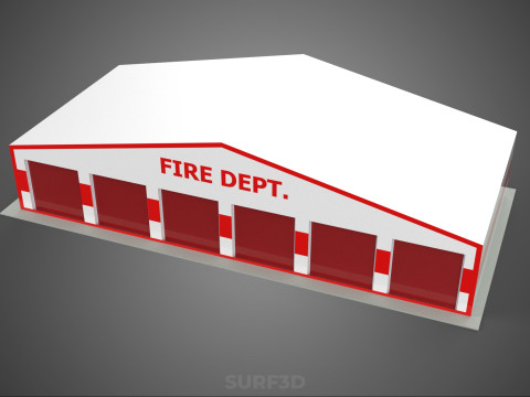CAMION DE POMPIER POMPIER GARAGE GARE MAISON BUREAU PORTE Modèle 3D
