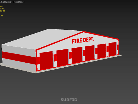 CAMION DE POMPIER POMPIER GARAGE GARE MAISON BUREAU PORTE Modèle 3D