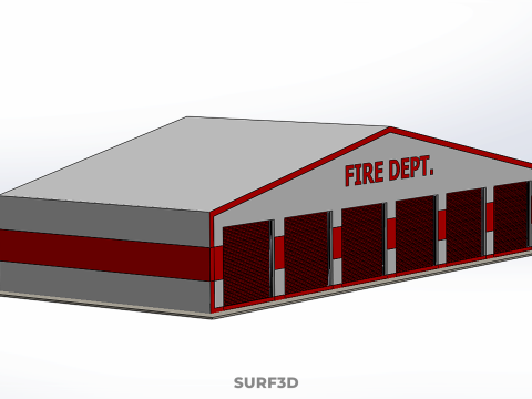 CAMION DE POMPIER POMPIER GARAGE GARE MAISON BUREAU PORTE Modèle 3D