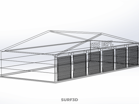 CAMION DE POMPIER POMPIER GARAGE GARE MAISON BUREAU PORTE Modèle 3D