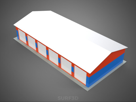 वाणिज्यिक गेराज कार्यशाला भवन वाहन कार पार्किंग भंडारण 3D मॉडल